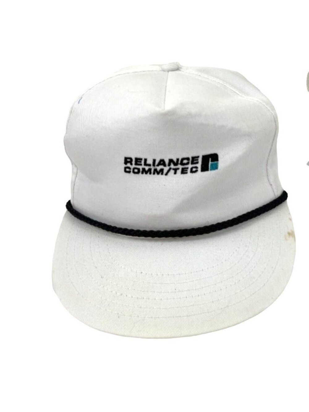 Vintage Reliance Comm/Tec White Rope Snapback Hat With Adjustable Strap